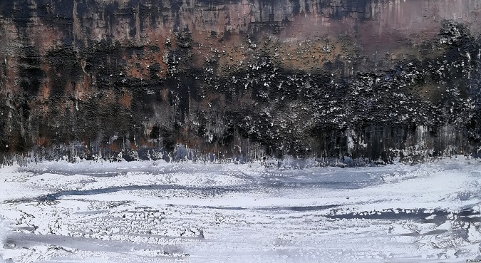 ice on the lake (acryl op doek 80 op 140cm)
