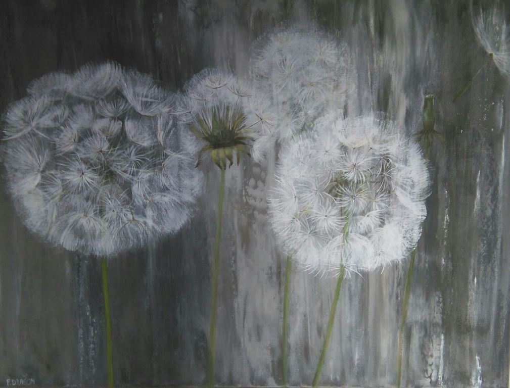 paardebloemen (acryl op doek 120 op 100 cm)