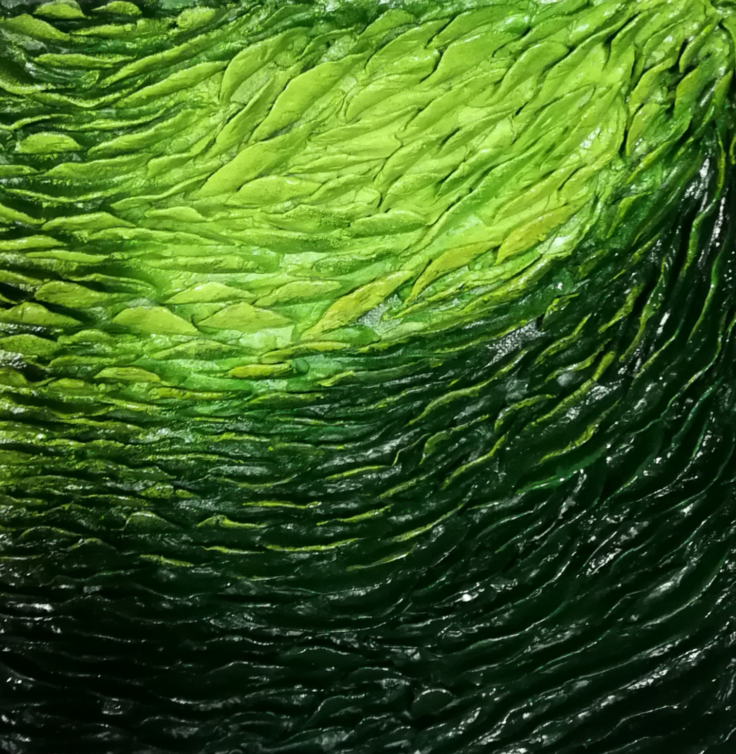 het groene blaadje (mixed media 25 op 25 cm)