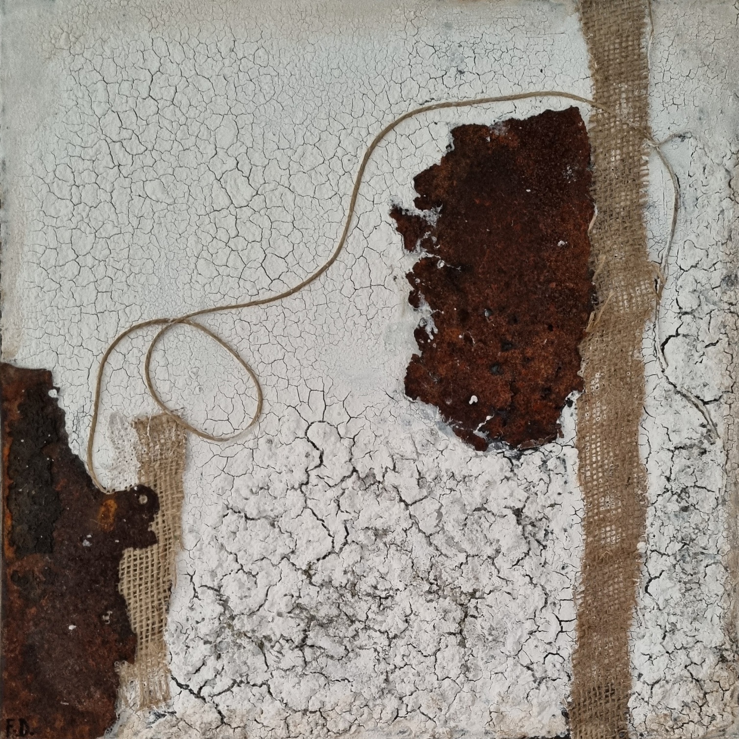 mixes media industrial art (40 op 40 cm)